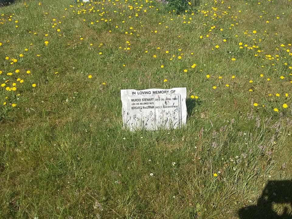 Photo of headstones/Margaret Stewart nee MacLennan d1996 hdstn Stratherrick bur grd